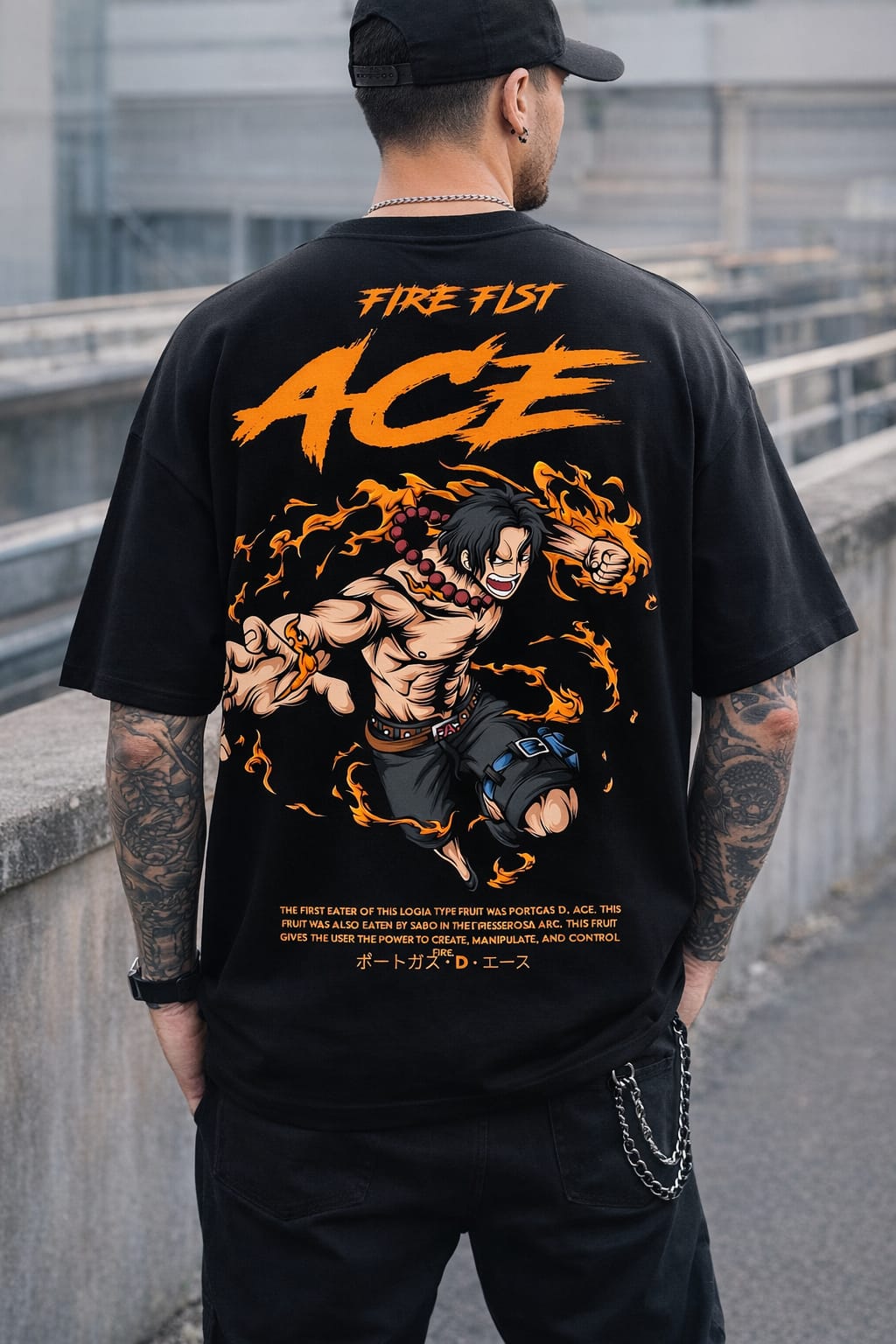 Fire Fist Ace – Anime Streetwear Drop Shoulder T-Shirt