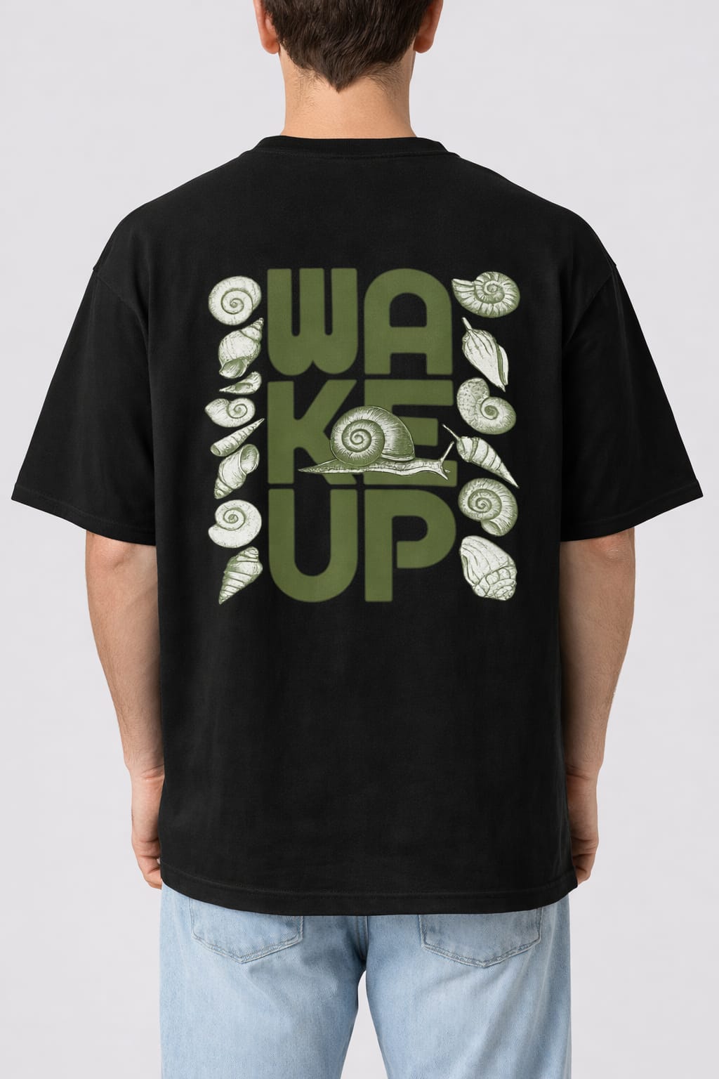 Snail Graphic Back Print Oversized T-shirt for Men Stylish