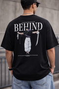 Behind the Blade Toji x Jujutsu Kaisen JJK – Black Drop Shoulder Graphic T-Shirt