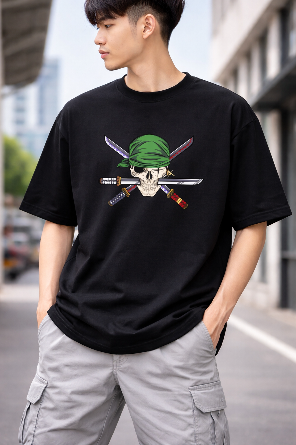 One Piece Roronoa Zoro "Three Sword Style" Anime Graphic T-Shirt - Front & Back Print