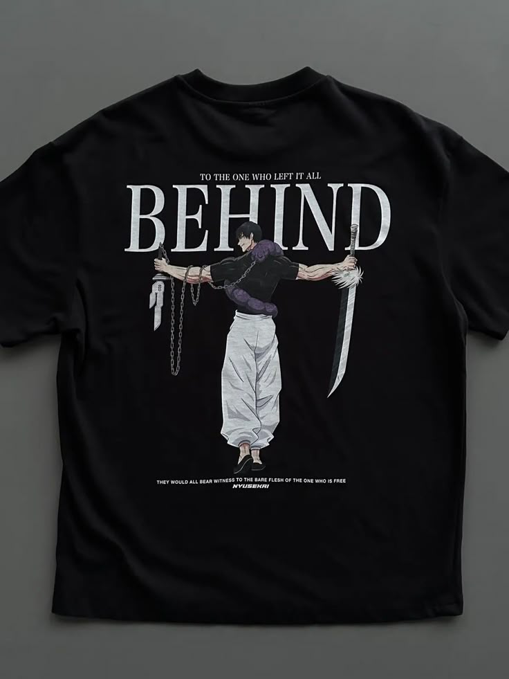 Behind the Blade Toji x Jujutsu Kaisen JJK – Black Drop Shoulder Graphic T-Shirt